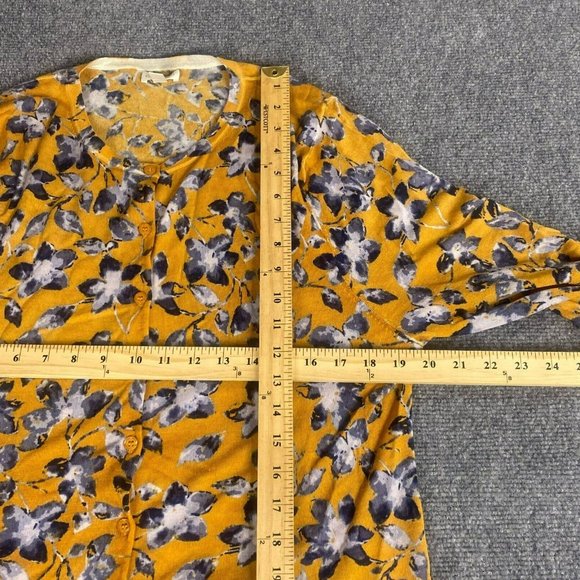 Garnet Hill Cardigan XL Gold Signature Eco Merino Sweater Floral Lightweight - Picture 11 of 13